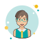 Grey Hair Business Lady With Green Glasses icon