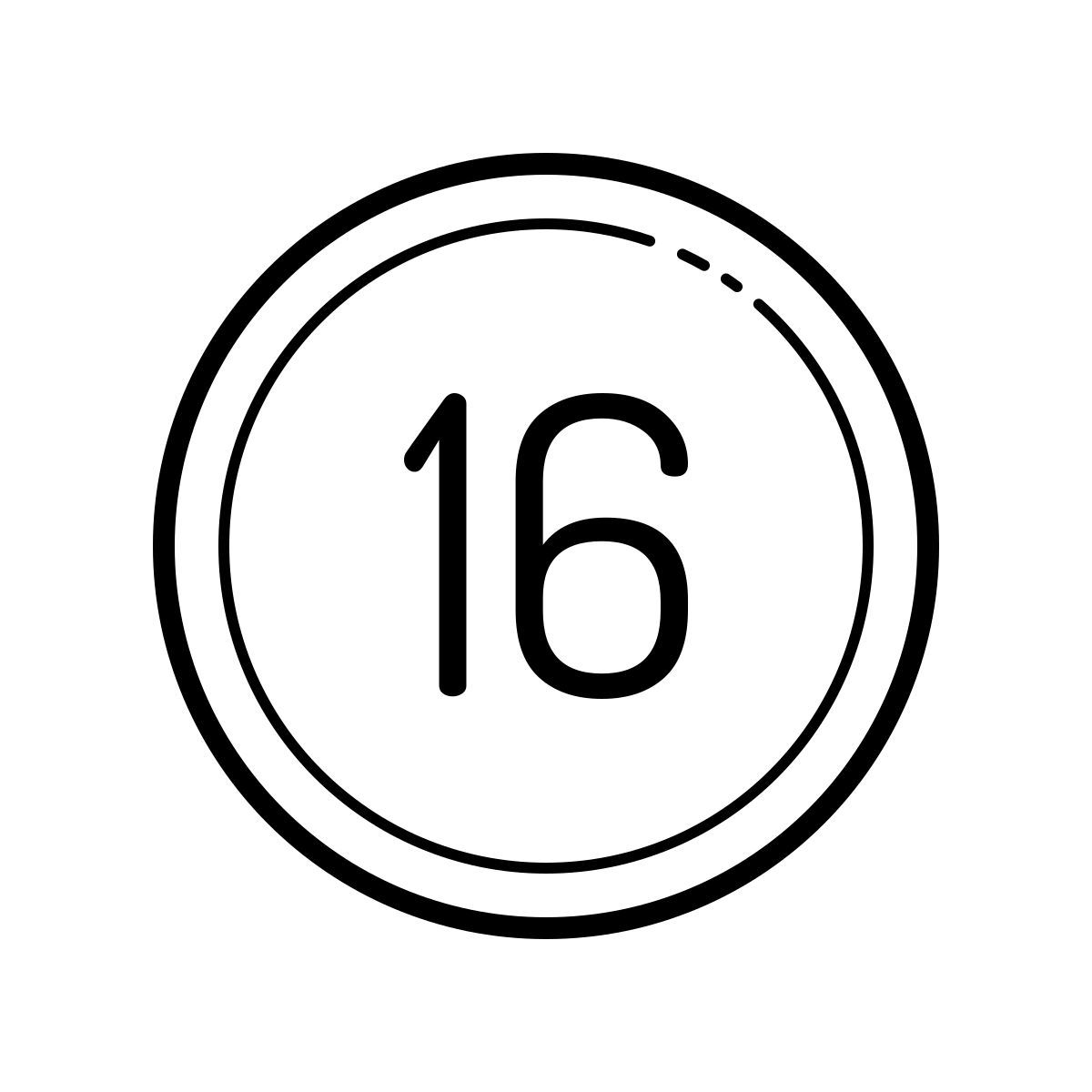 outline hand drawn style 16 circled icon