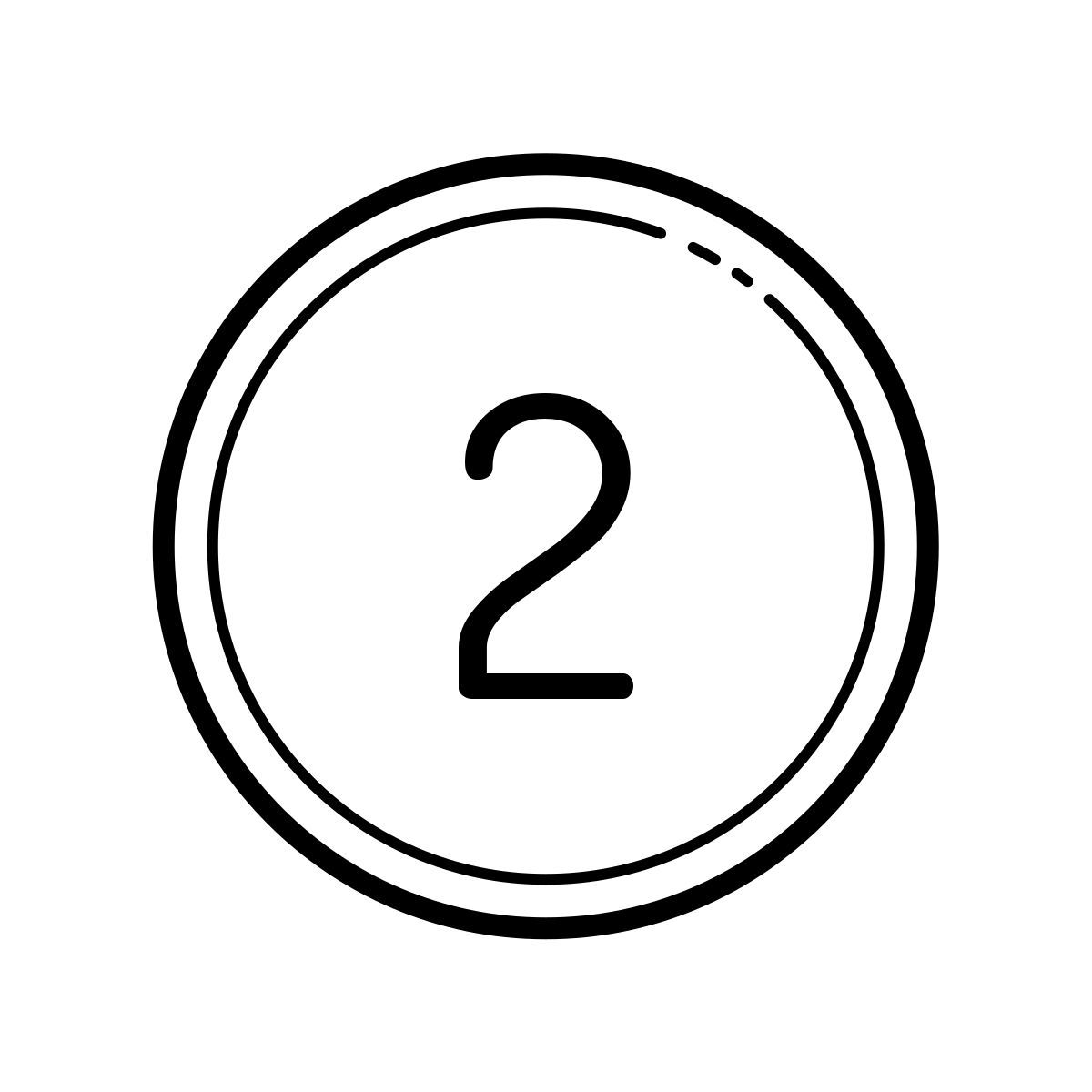 outline hand drawn style cerclé 2 c icon