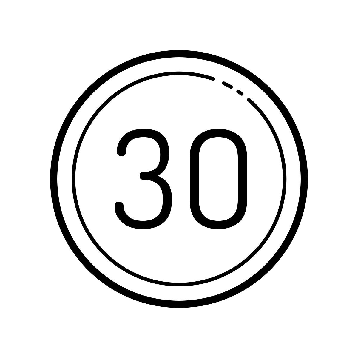 outline hand drawn style 30 circle icon