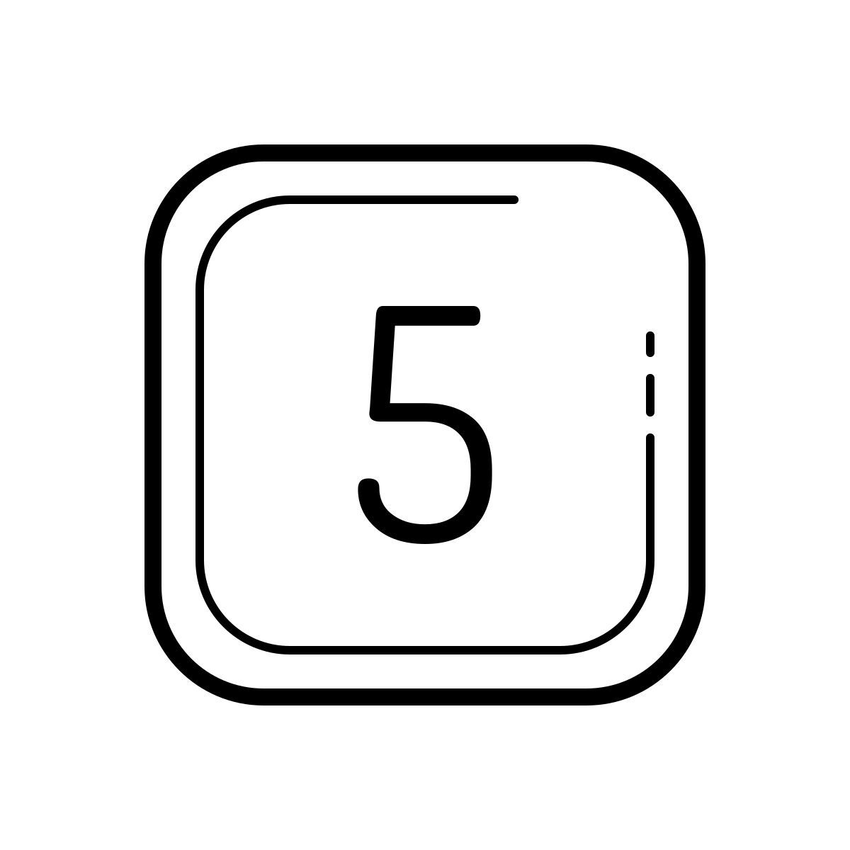 outline hand drawn style 五 icon