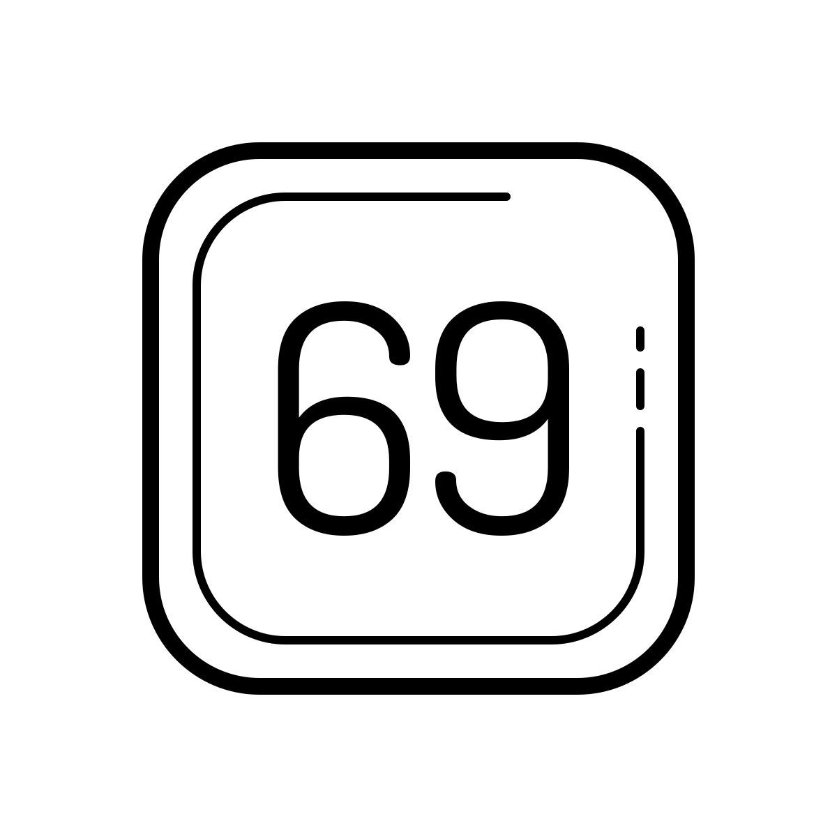 outline hand drawn style 69 icon