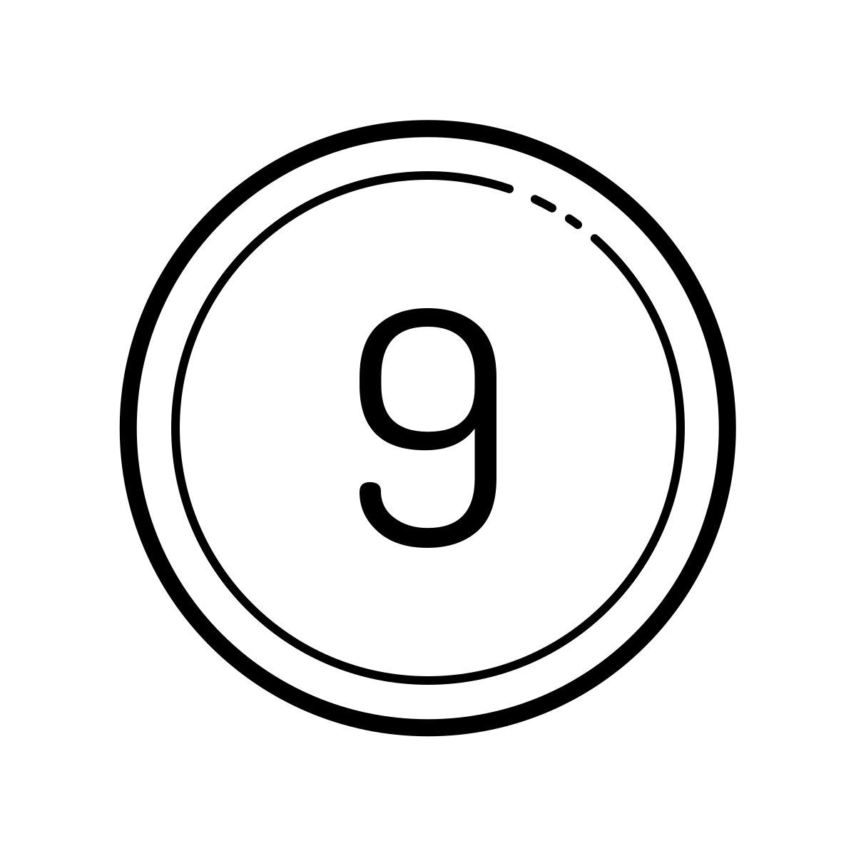 outline hand drawn style cerclé 9 icon