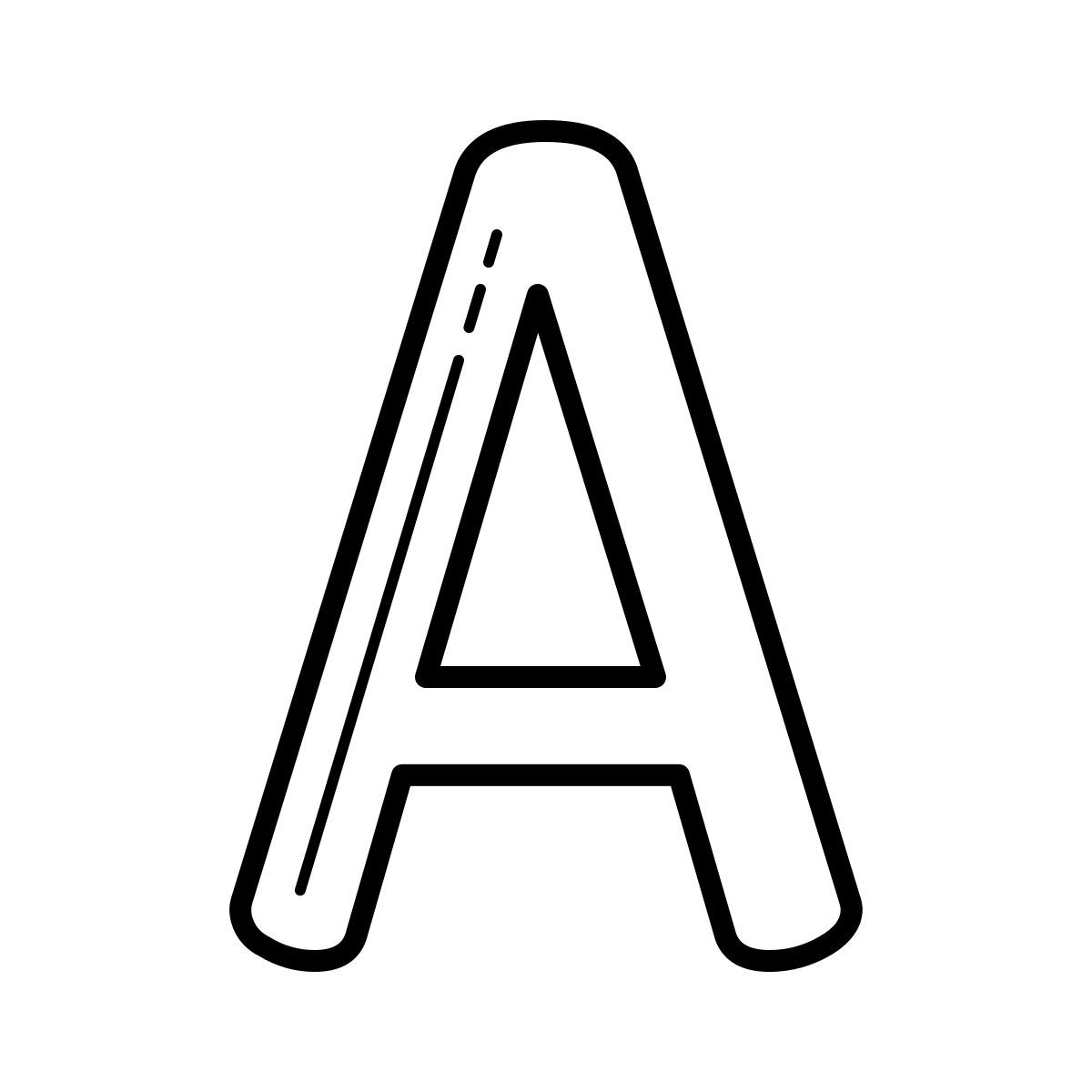 outline hand drawn style a icon