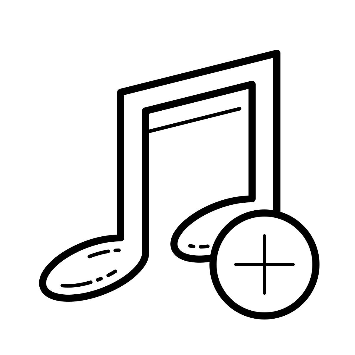 outline hand drawn style add song icon
