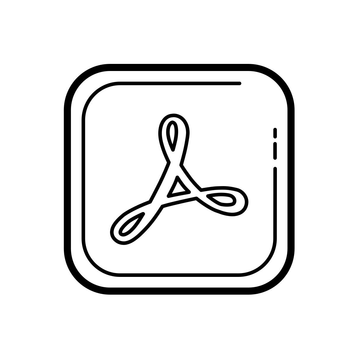 outline hand drawn style adobe acrobat icon