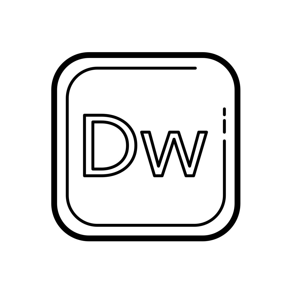 outline hand drawn style adobe dreamweaver icon