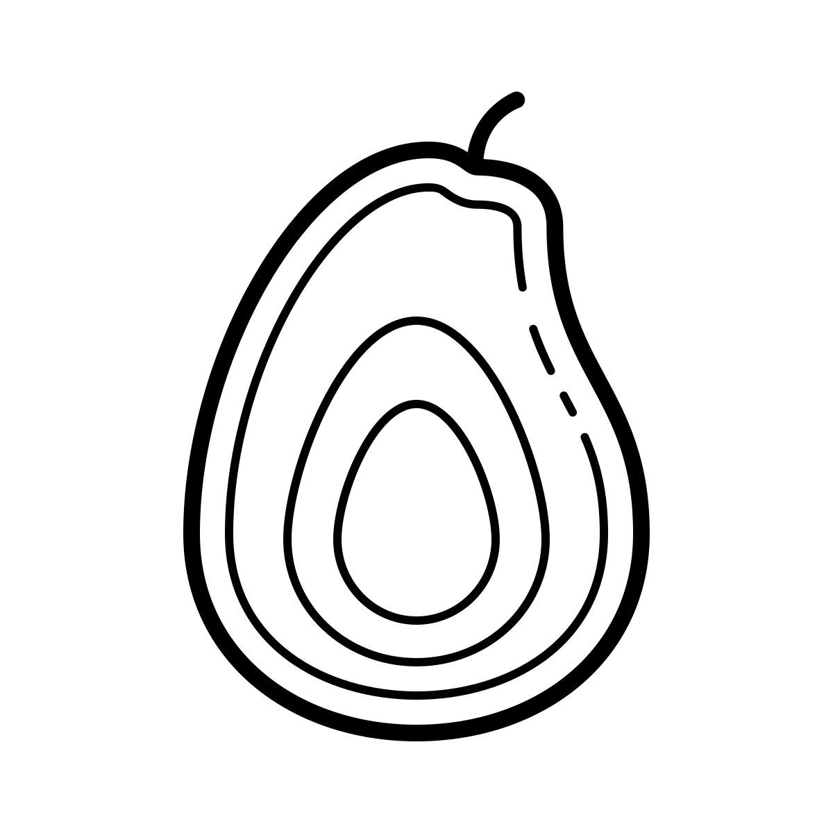 outline hand drawn style avocado icon