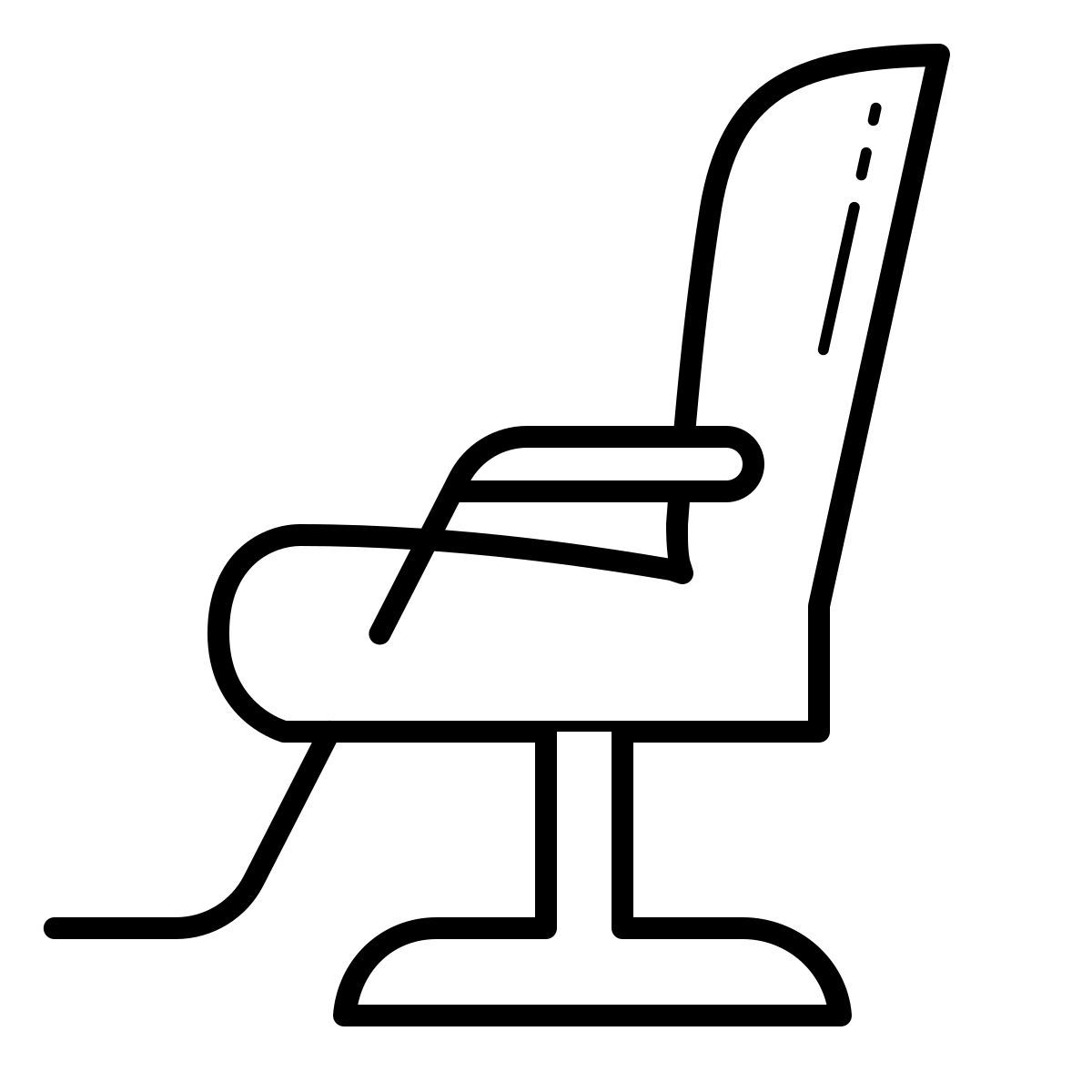 outline hand drawn style barber chair icon