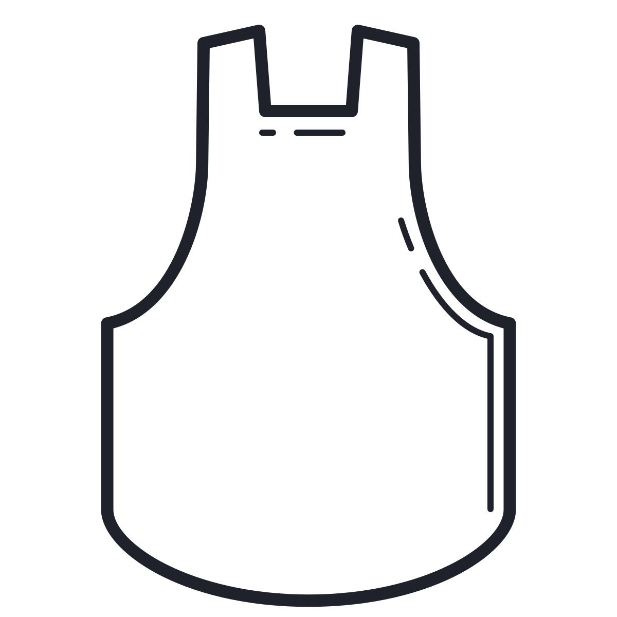 outline hand drawn style delantal azul icon