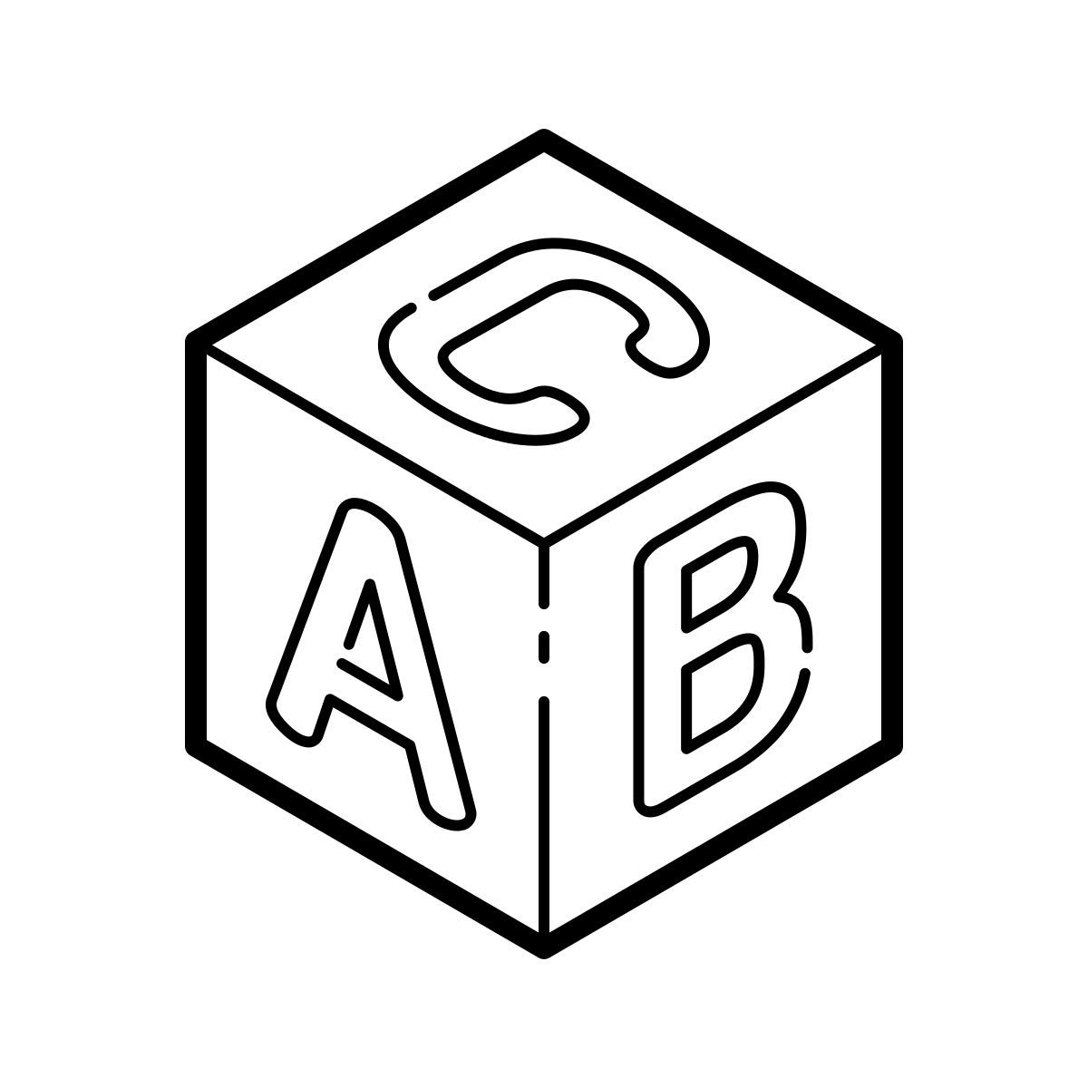 outline hand drawn style abc block icon