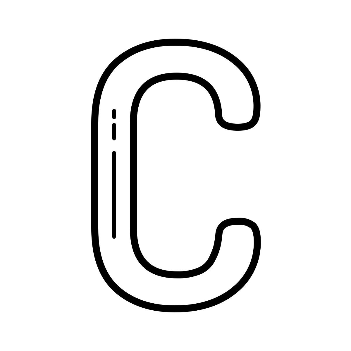 outline hand drawn style c icon