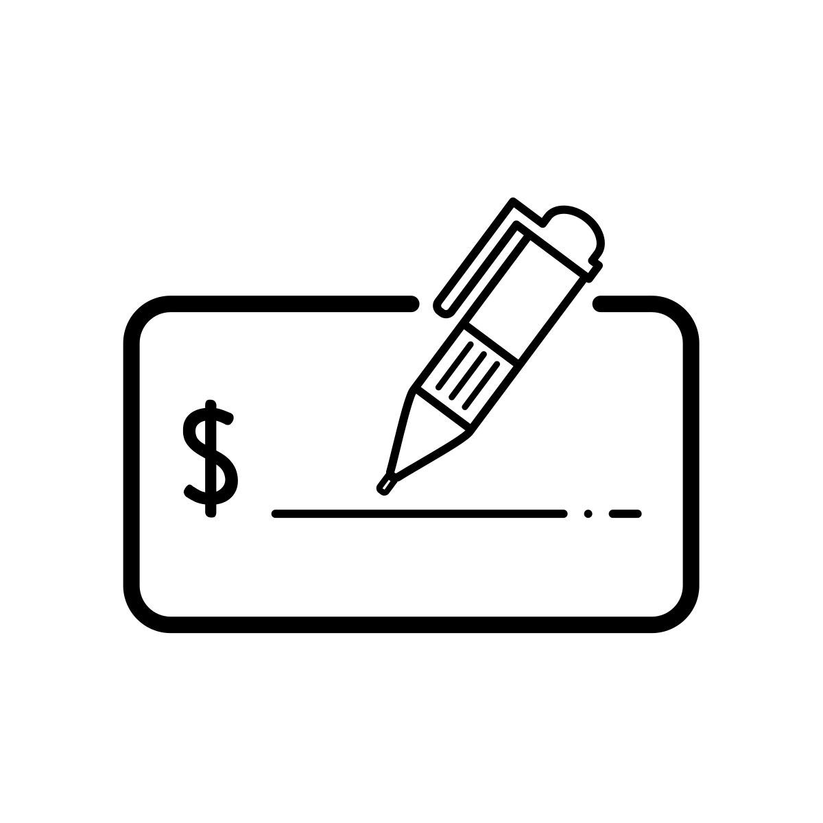 outline hand drawn style libretto degli assegni icon