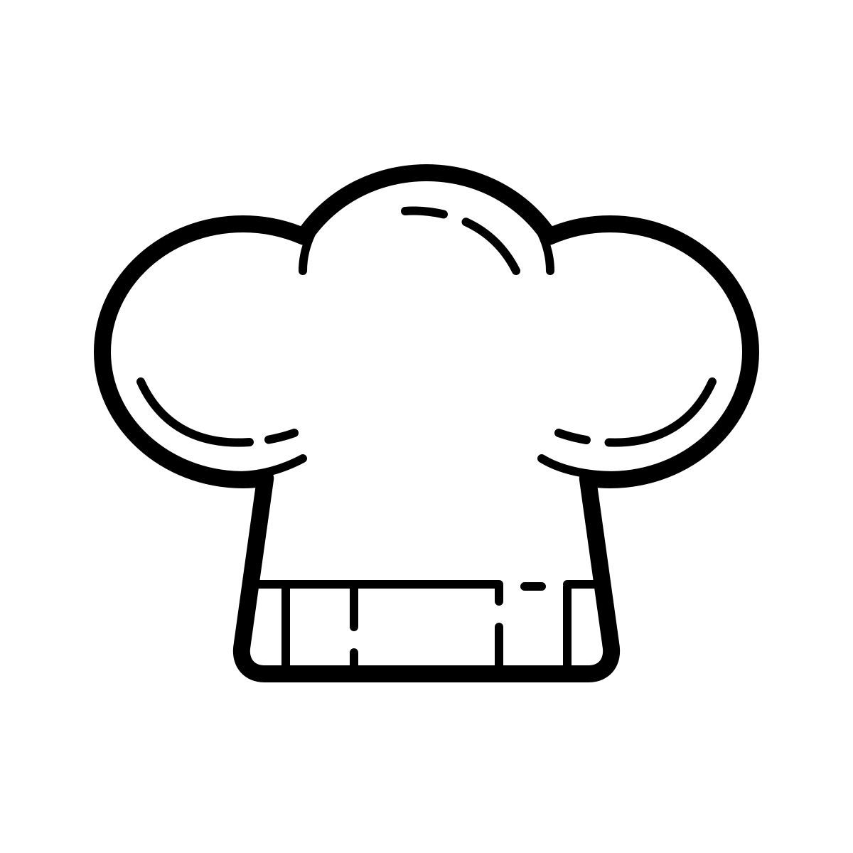 outline hand drawn style sombrero de chef icon