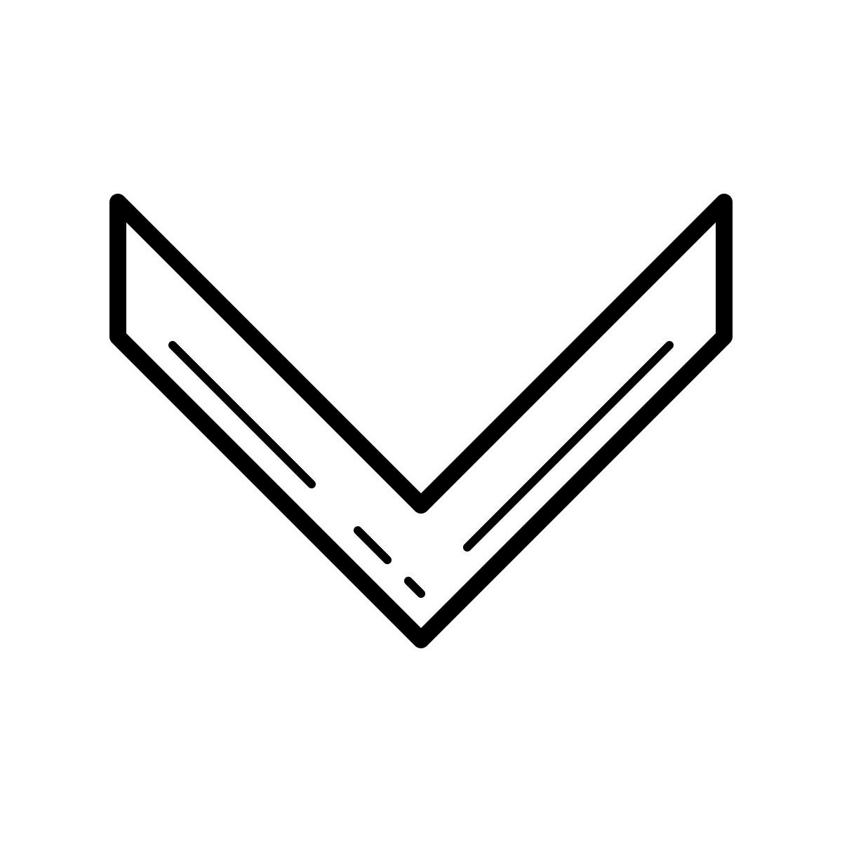 outline hand drawn style chevron下跌 icon