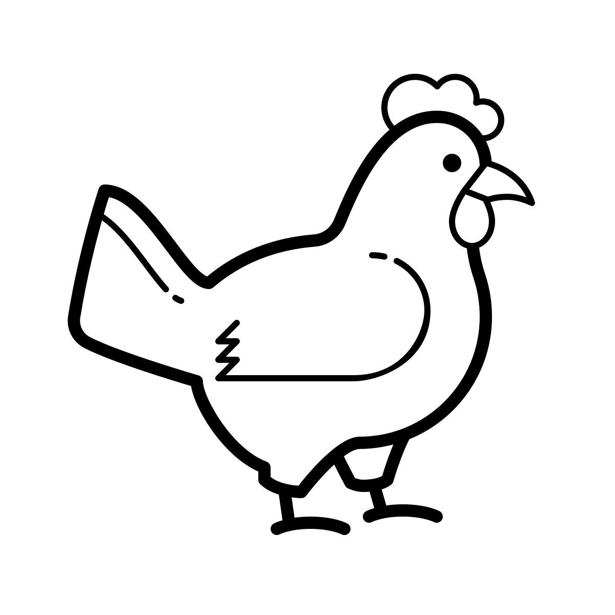 outline hand drawn style 鸡 icon