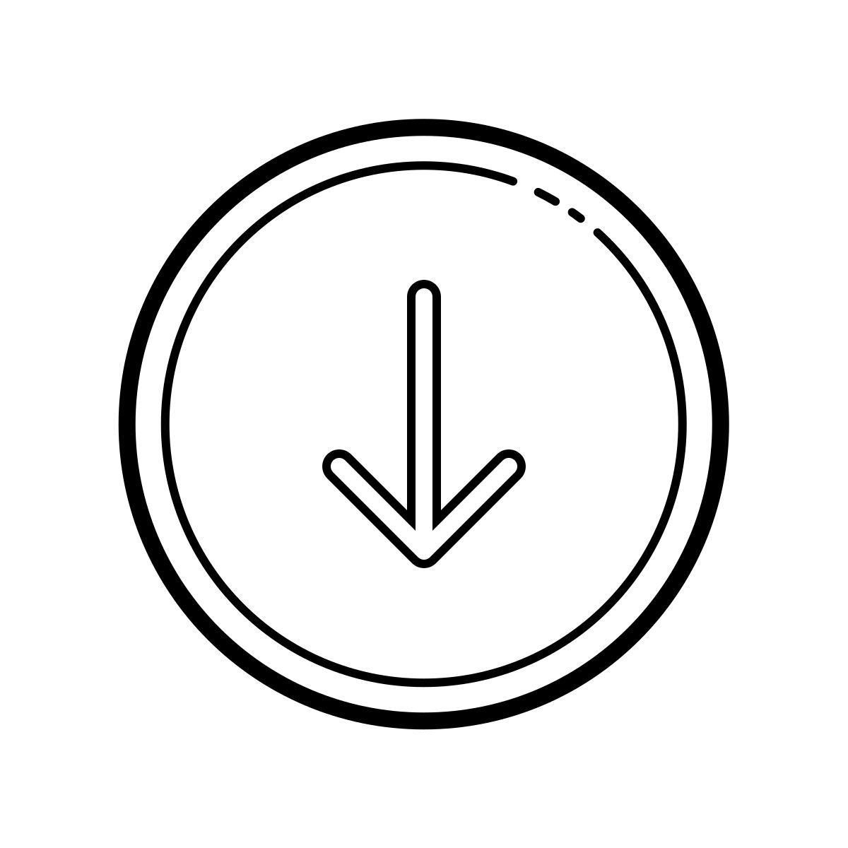 outline hand drawn style 圈下降2 icon