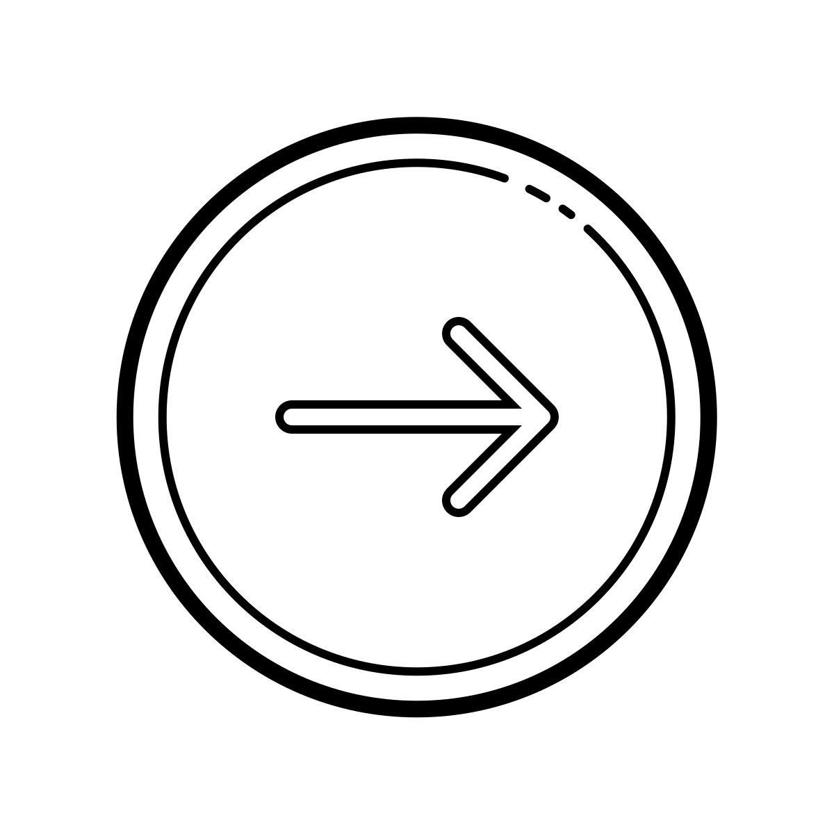 outline hand drawn style derecha en círculo 2 icon