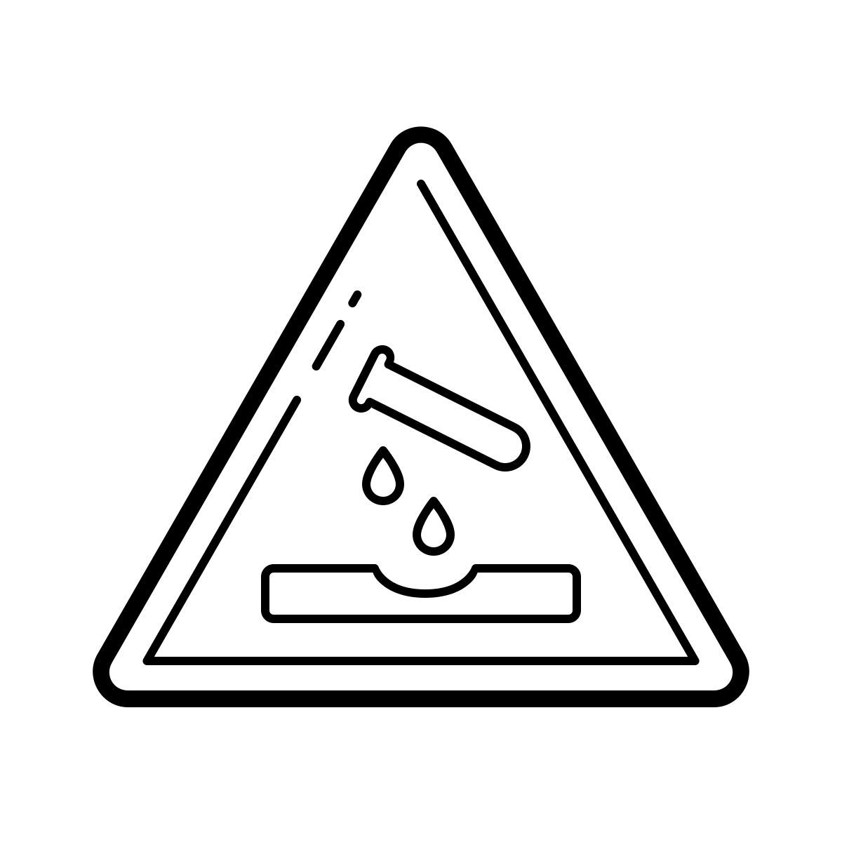 outline hand drawn style sostanza corrosiva icon