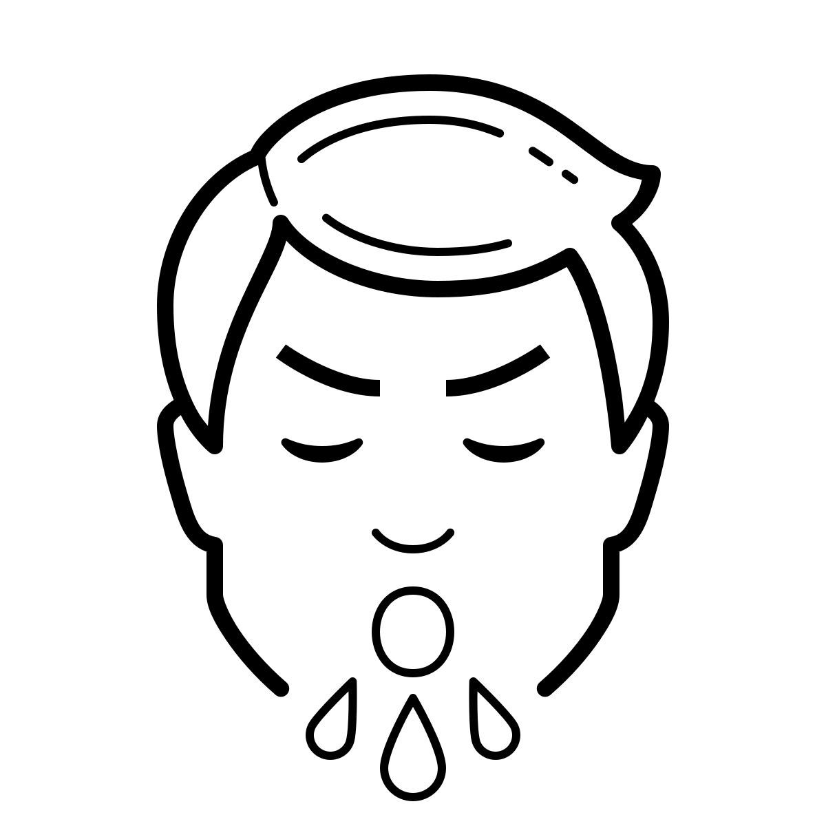 outline hand drawn style coughing icon
