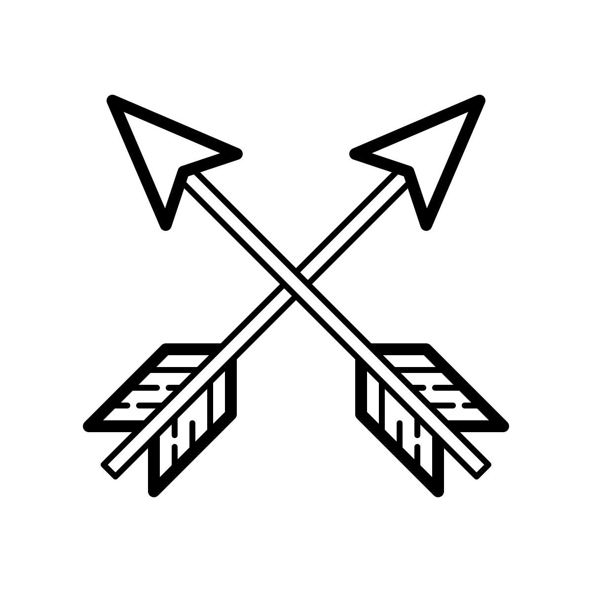 outline hand drawn style flecha cruzada icon