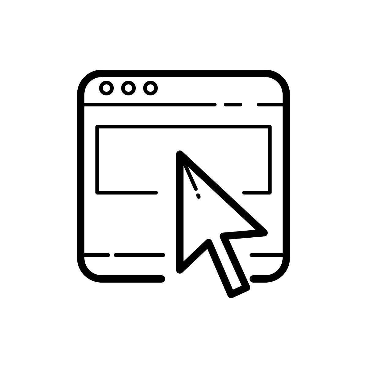 outline hand drawn style cursore in finestra icon