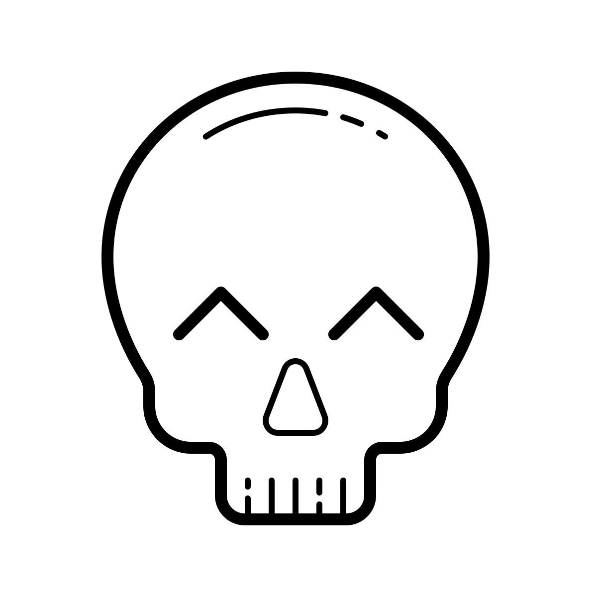 outline hand drawn style cute skull icon
