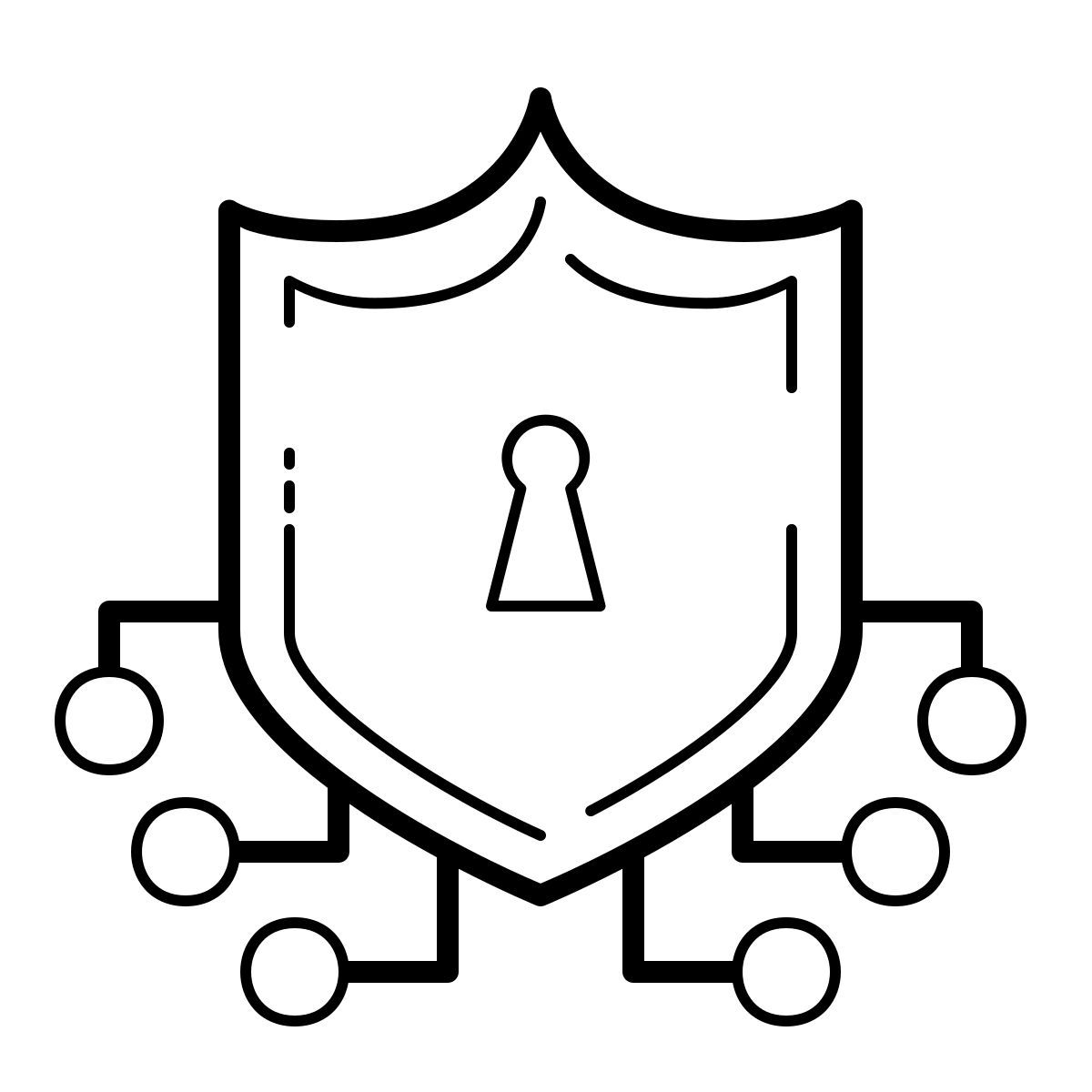 outline hand drawn style cyber security icon