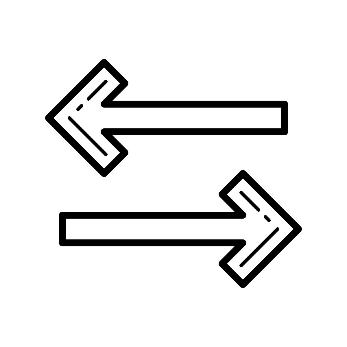 outline hand drawn style 在两个方向上的数据 icon