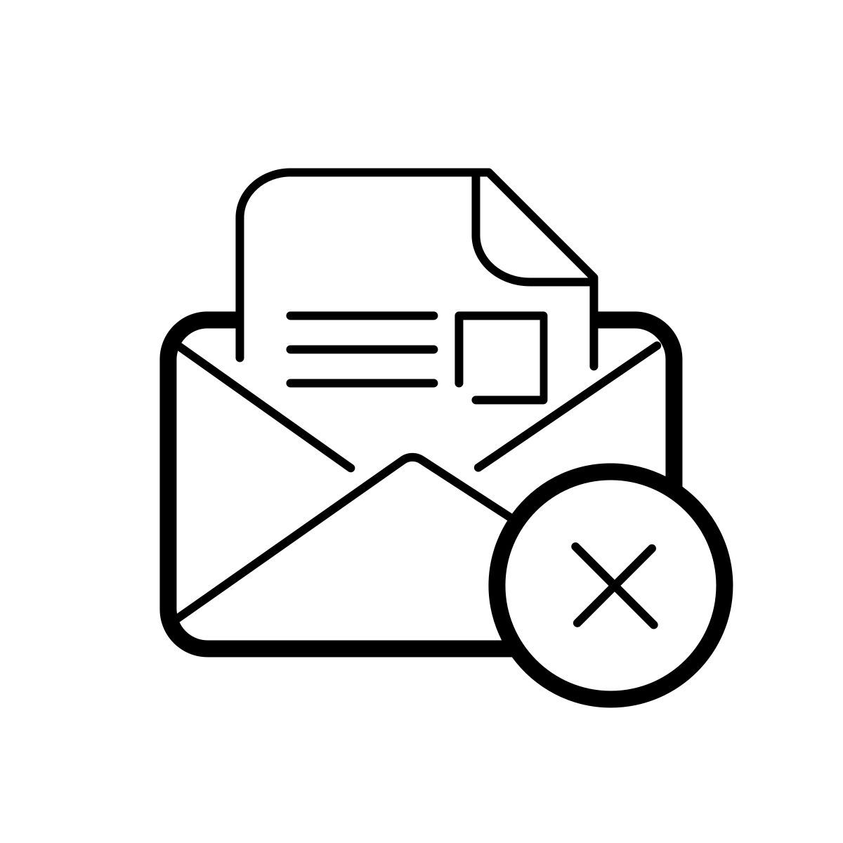 outline hand drawn style delete open envelope icon