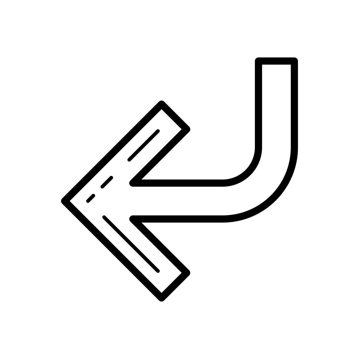 outline hand drawn style 왼쪽 아래로 icon