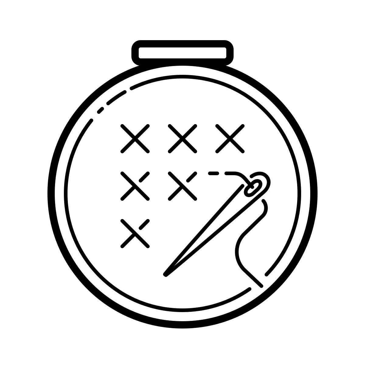 outline hand drawn style embroidery icon