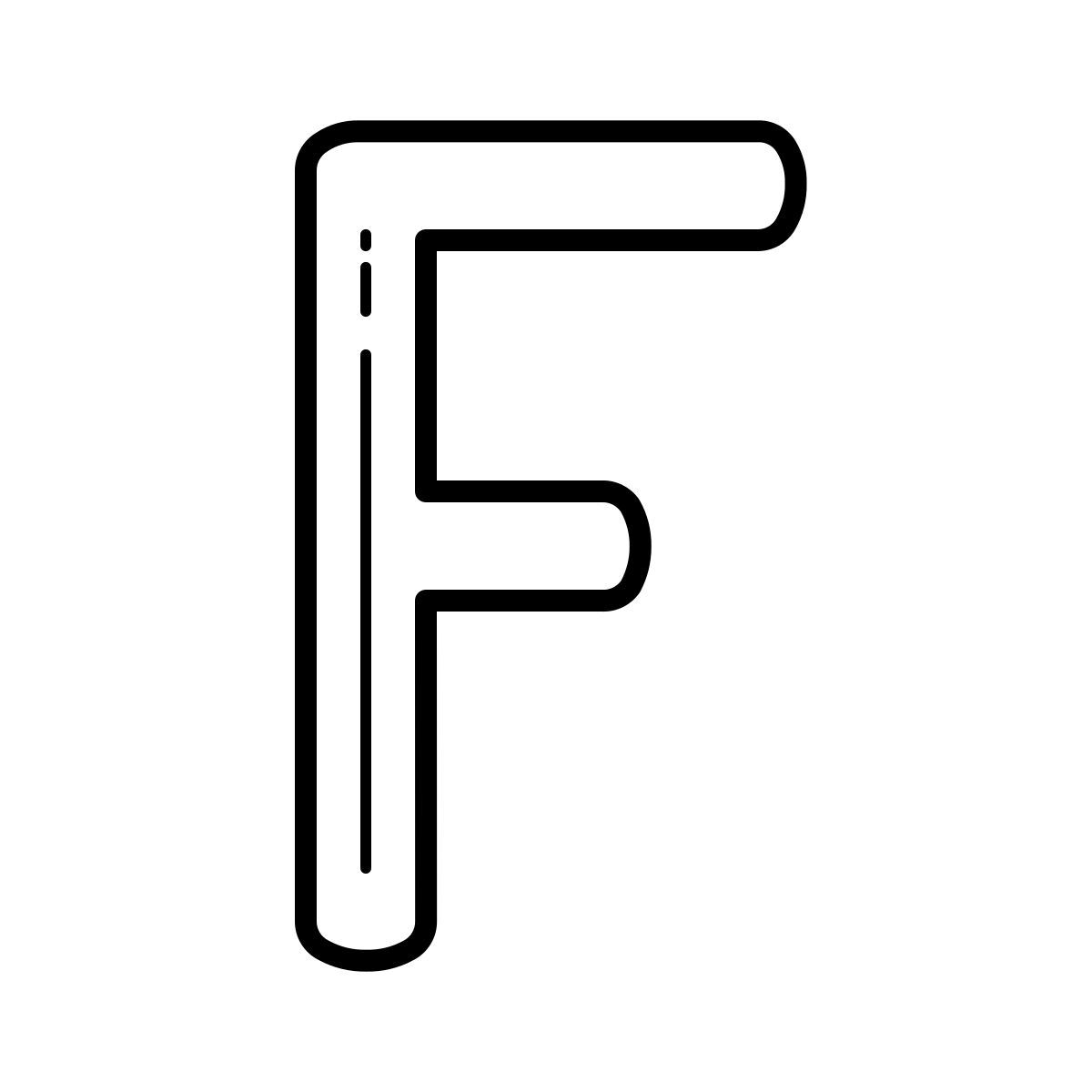 outline hand drawn style f icon