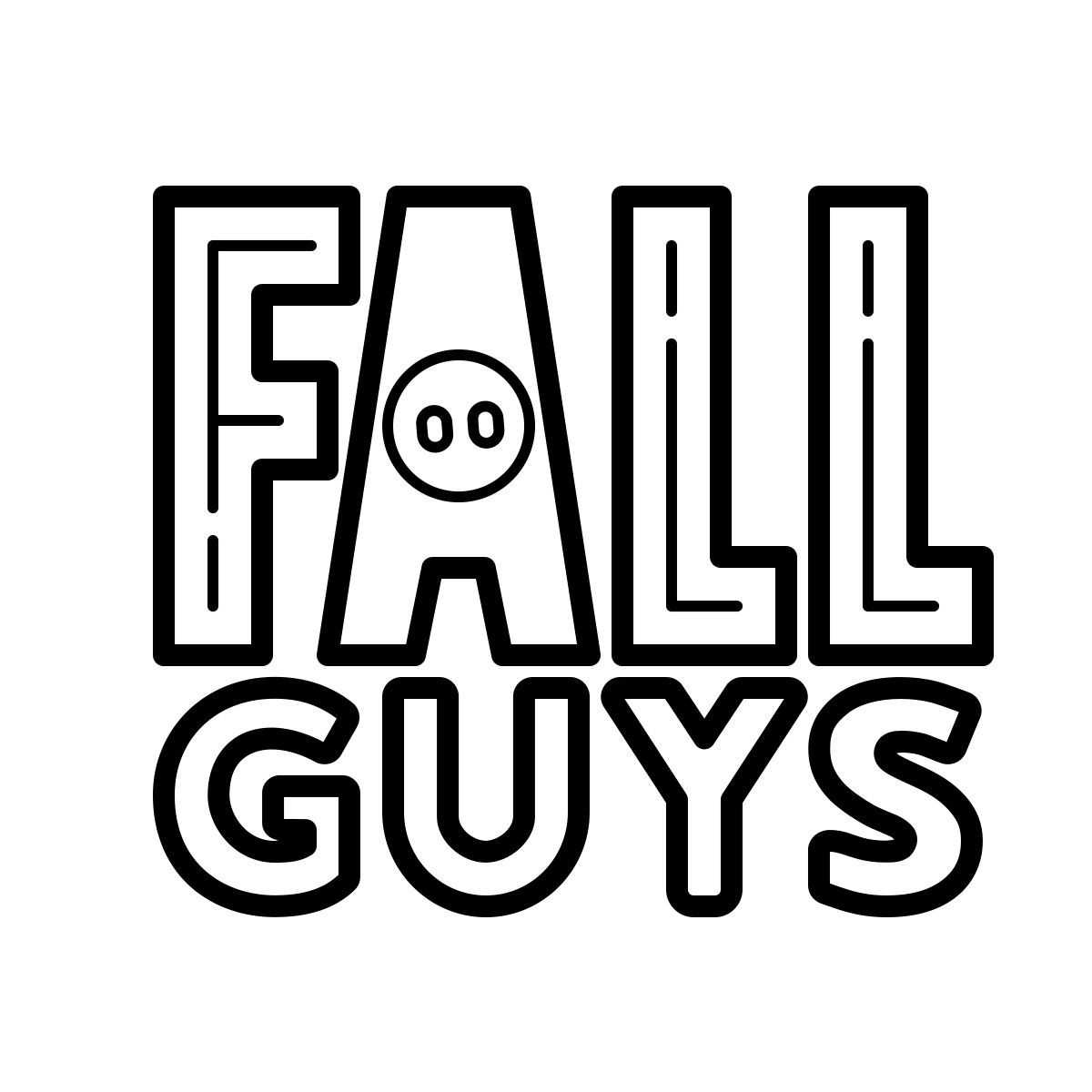 outline hand drawn style fall guys icon