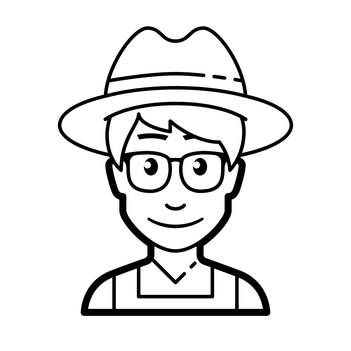 outline hand drawn style 男性农夫 icon