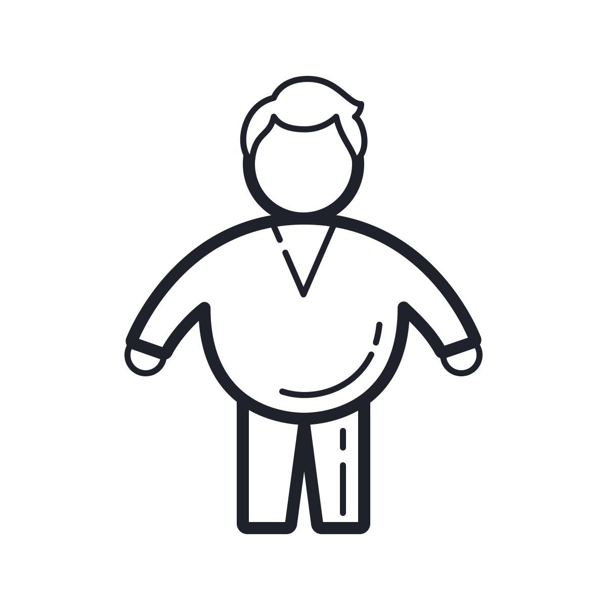 outline hand drawn style fat man icon