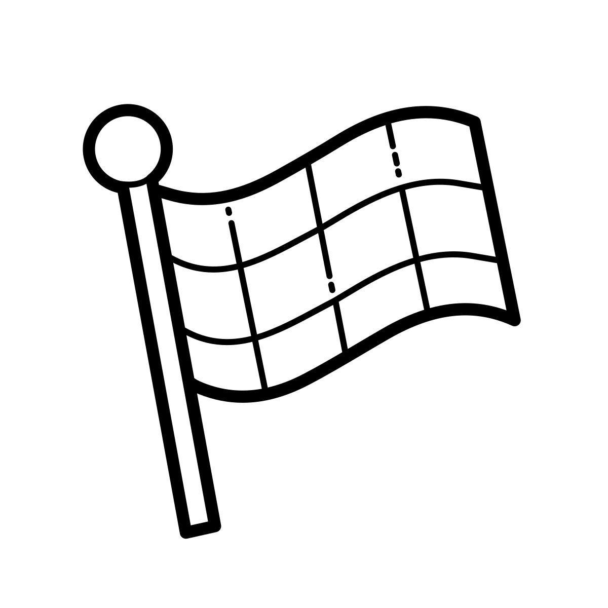 outline hand drawn style finish flag icon
