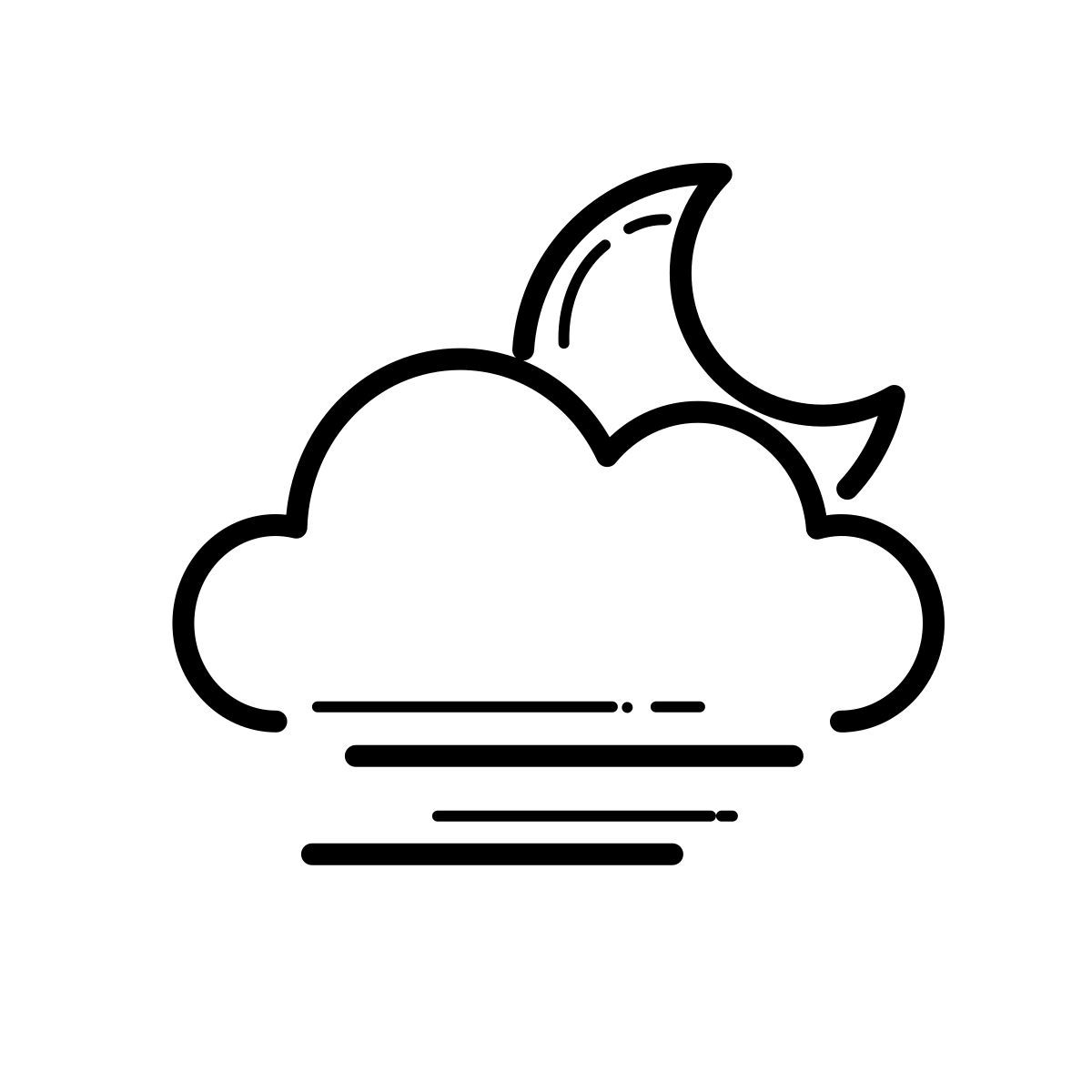 outline hand drawn style noite de nevoeiro icon