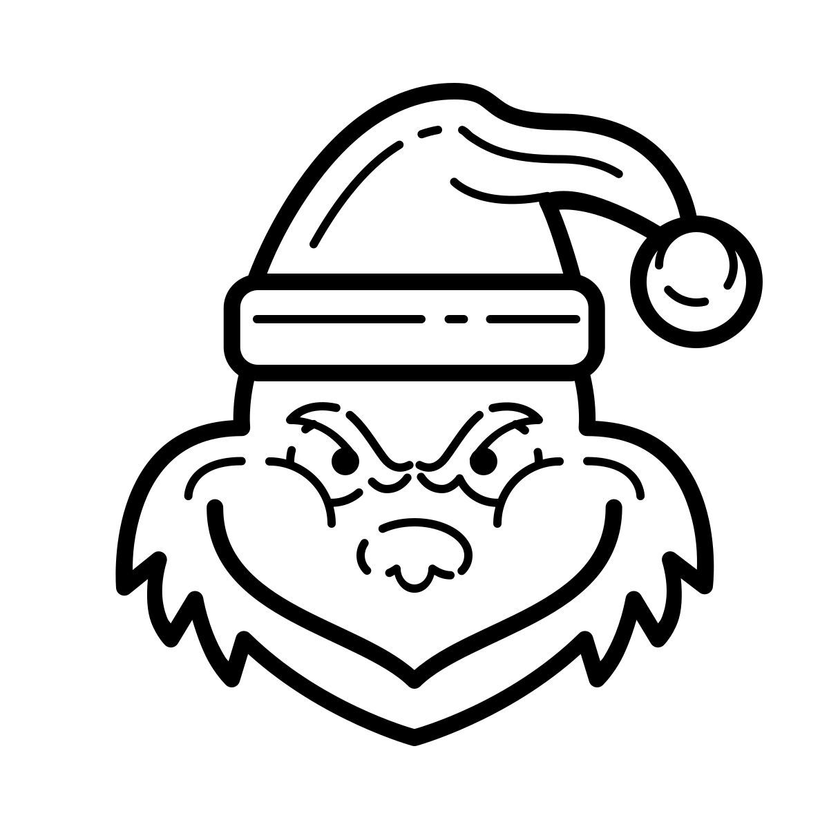 outline hand drawn style grinch icon