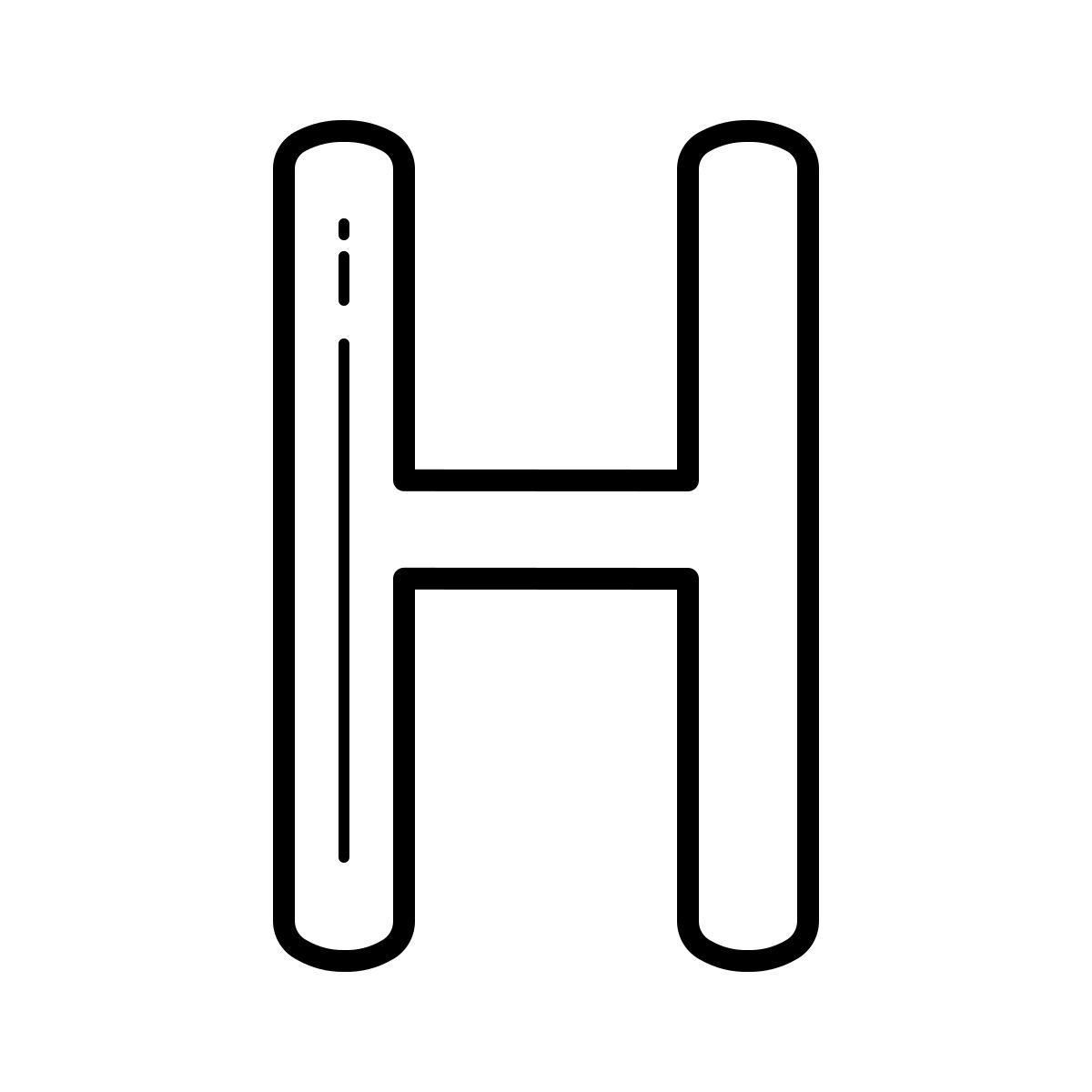outline hand drawn style h icon
