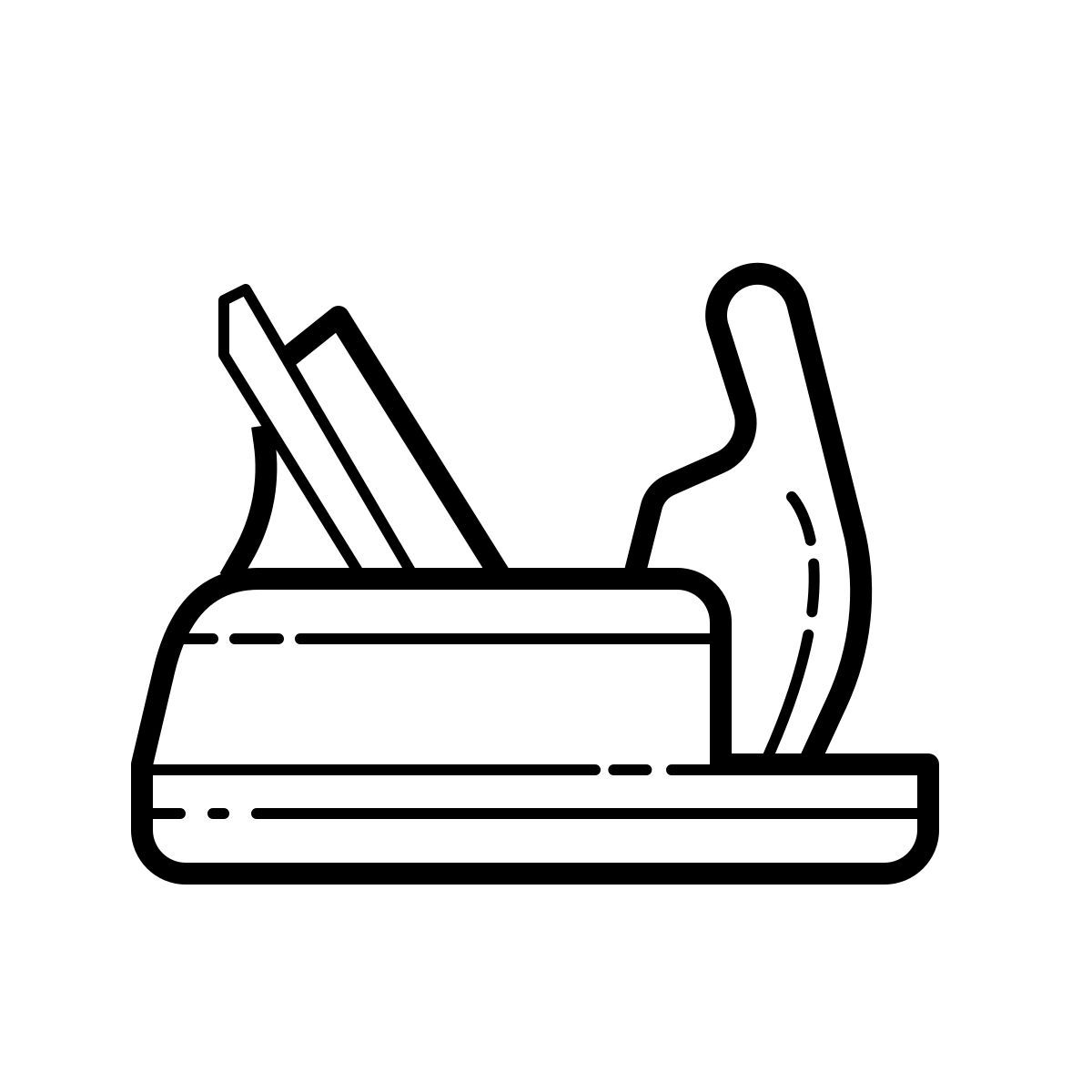 outline hand drawn style hand plane icon
