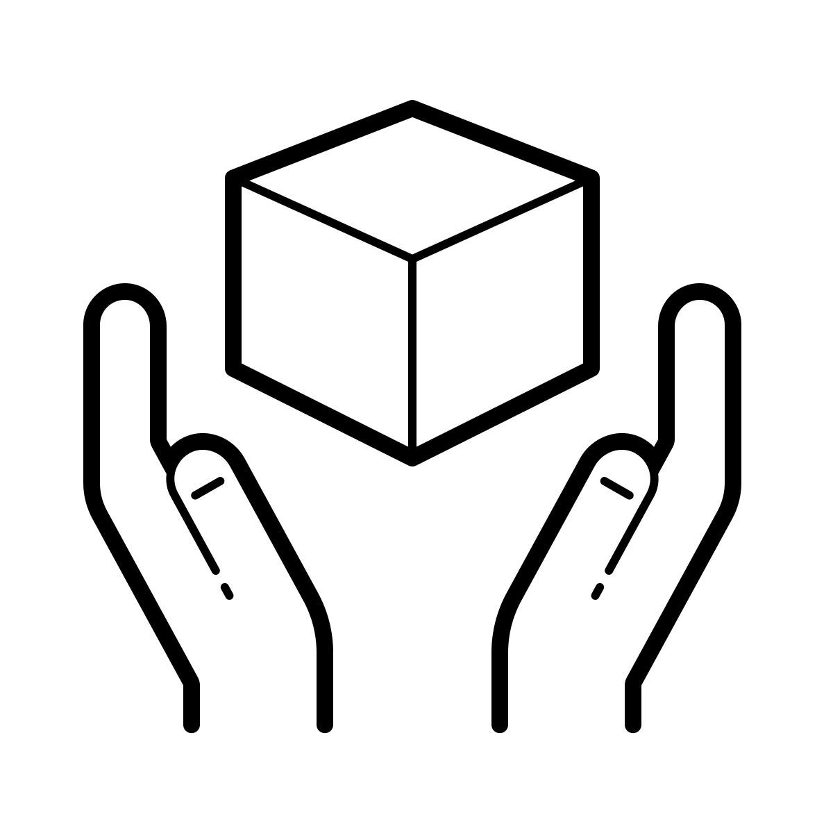 outline hand drawn style handle with care icon