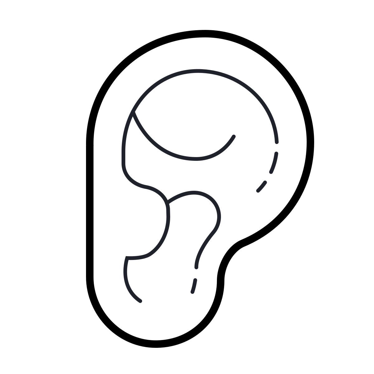 outline hand drawn style 听力 icon