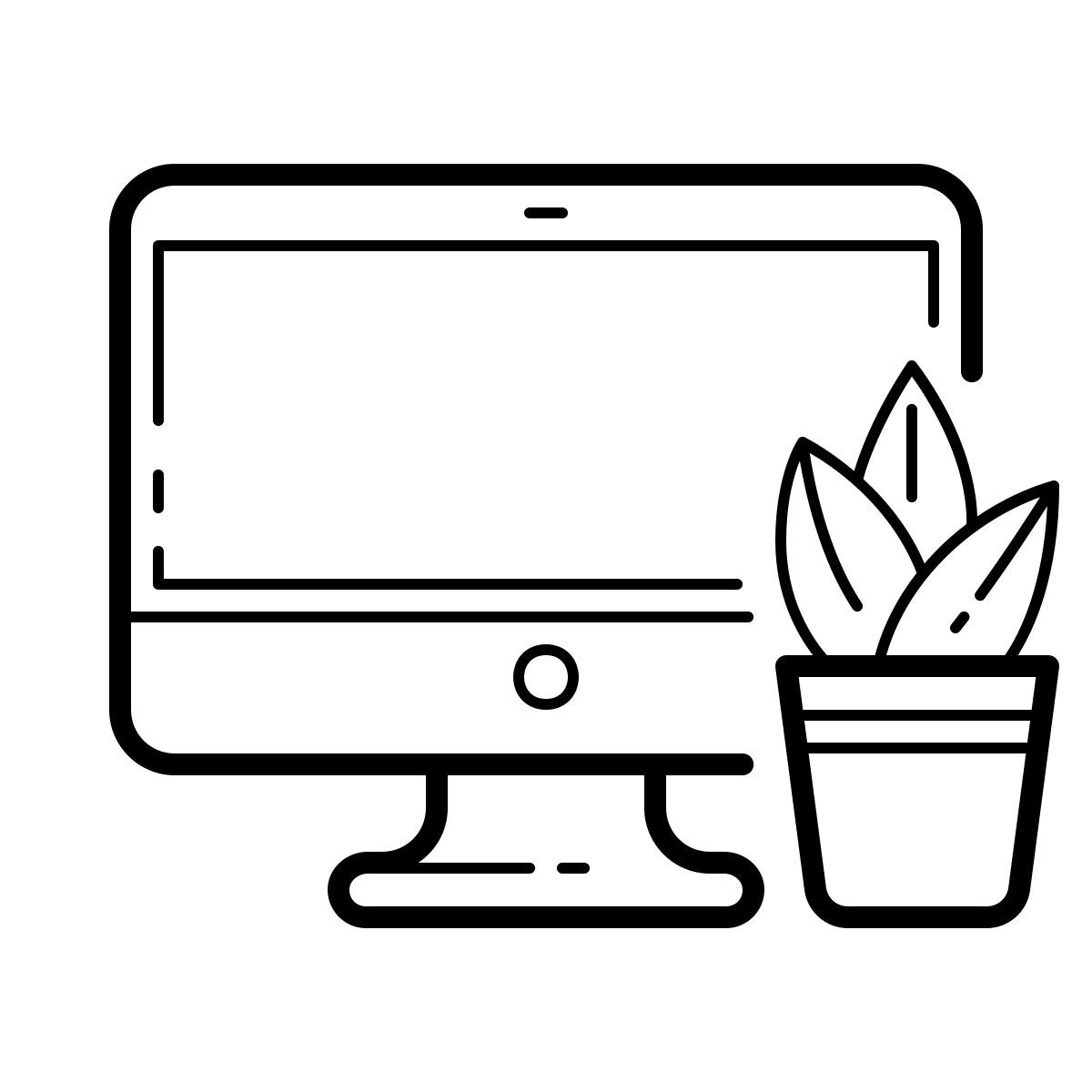 outline hand drawn style oficina en casa icon