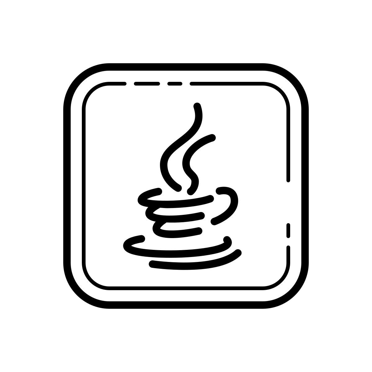 outline hand drawn style logo java coffee cup icon