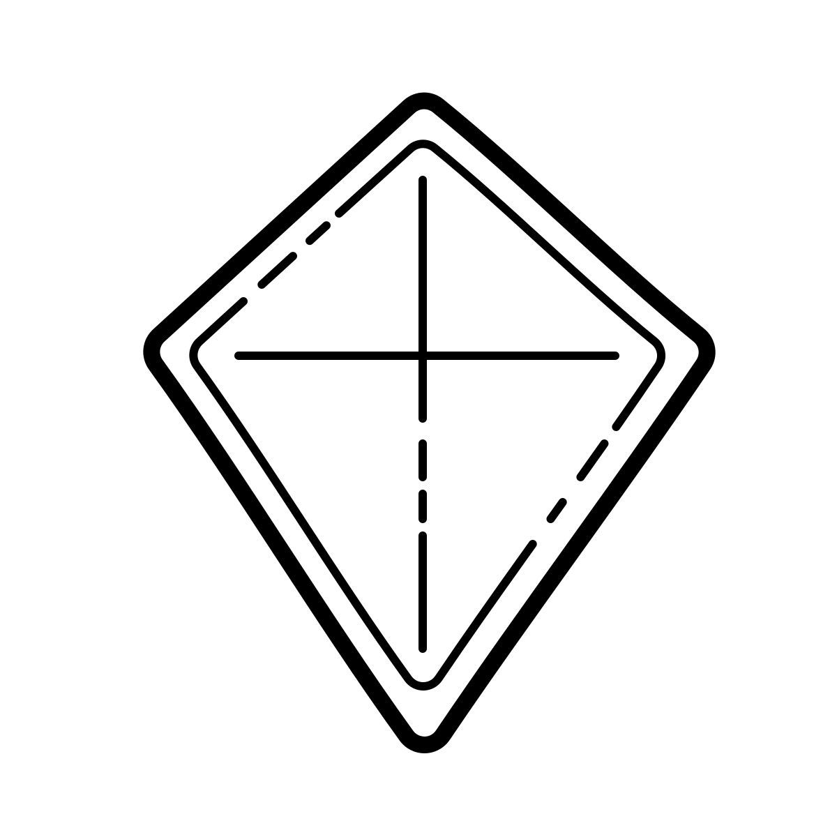 outline hand drawn style 风筝形状 icon