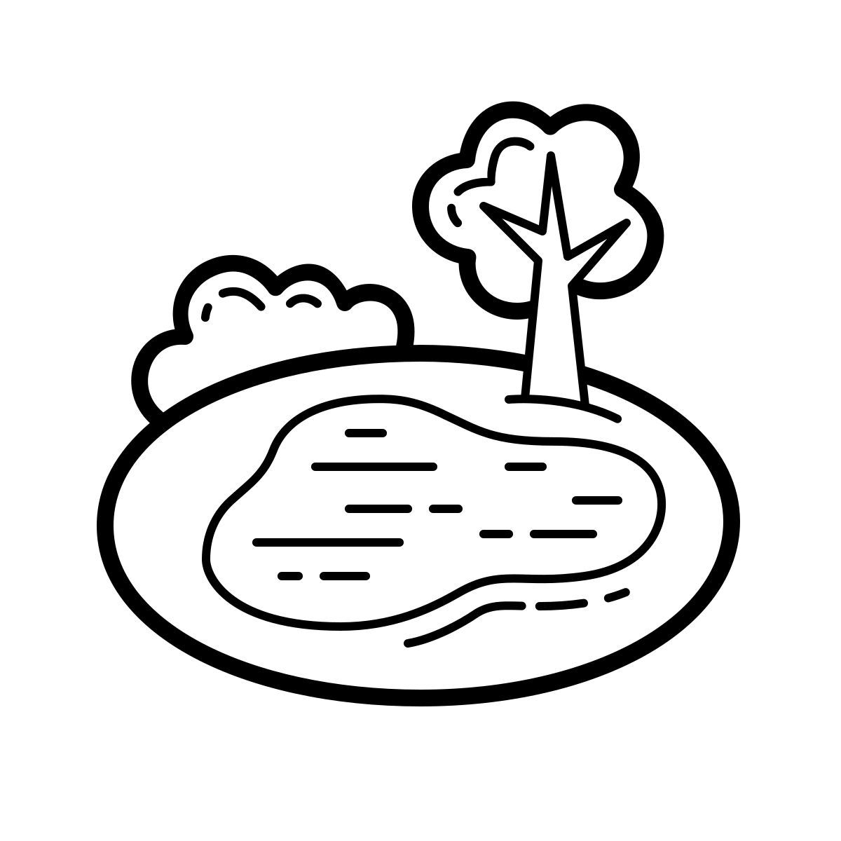 outline hand drawn style 湖 icon