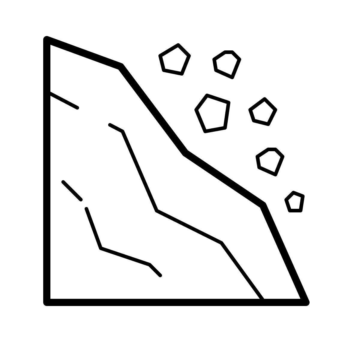 outline hand drawn style deslizamiento de tierra icon