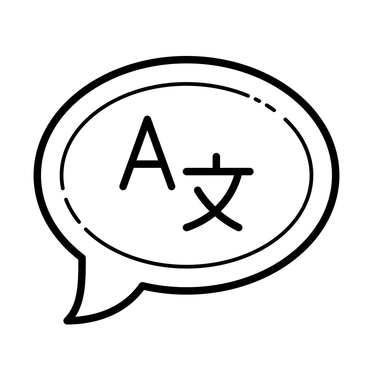 outline hand drawn style language icon