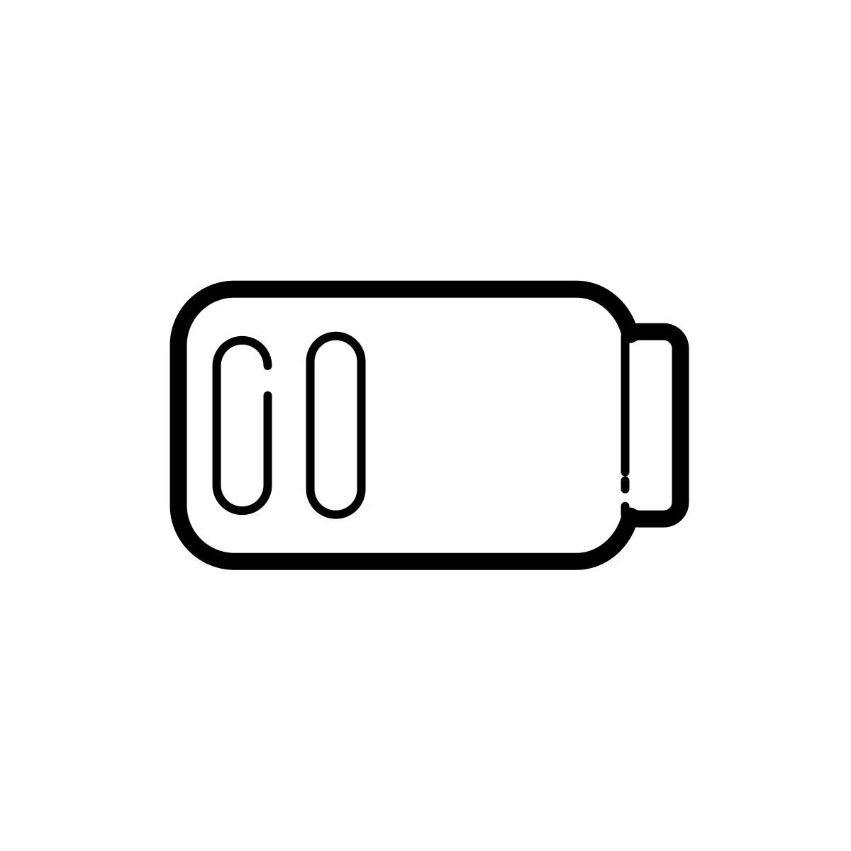 outline hand drawn style batteria carica a metà icon